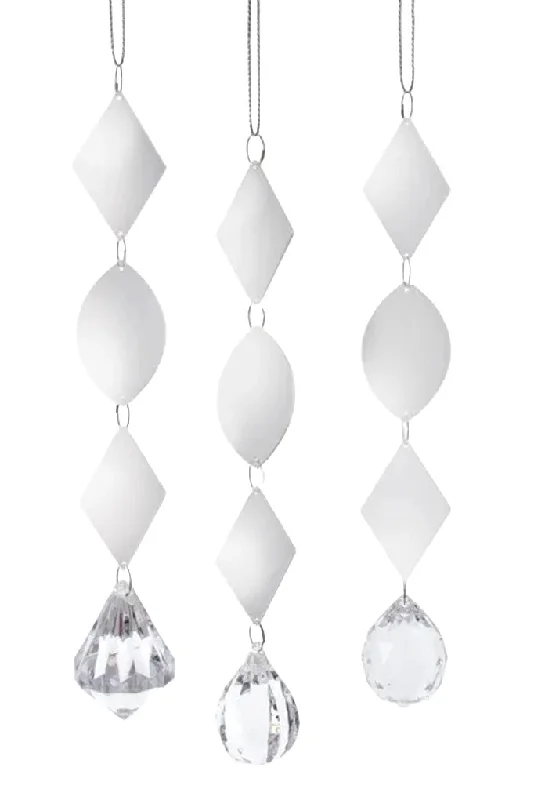 6.5" Silver & White Dangling Mirror Ornament