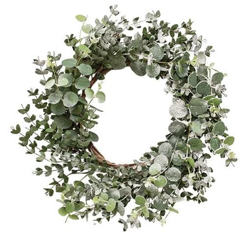 Snowy Eucalyptus Wreath, 22"