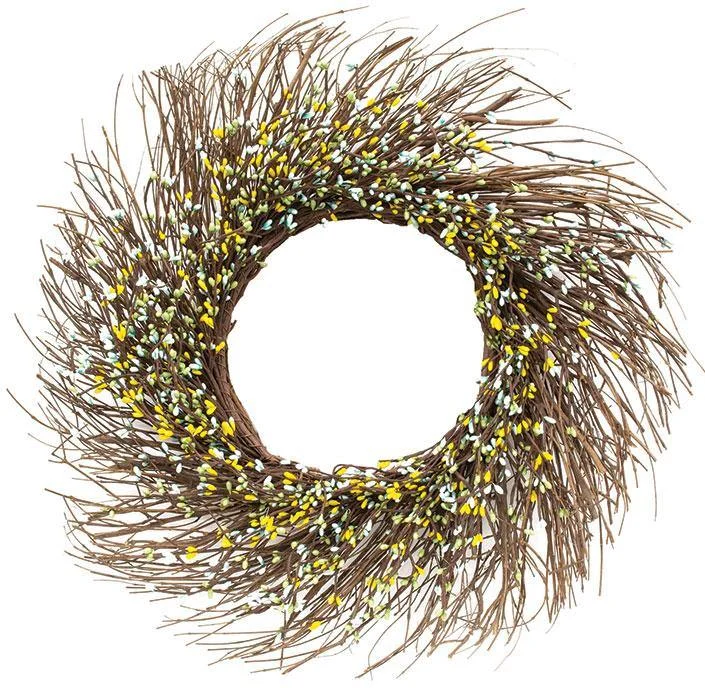 Spring Mix Pip Twig Wreath, 22"