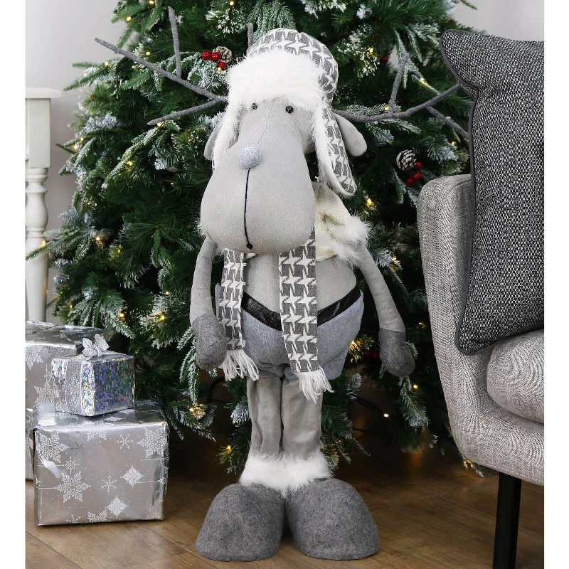 Standing Grey Reindeer Novelty Christmas Xmas Decoration 89cm