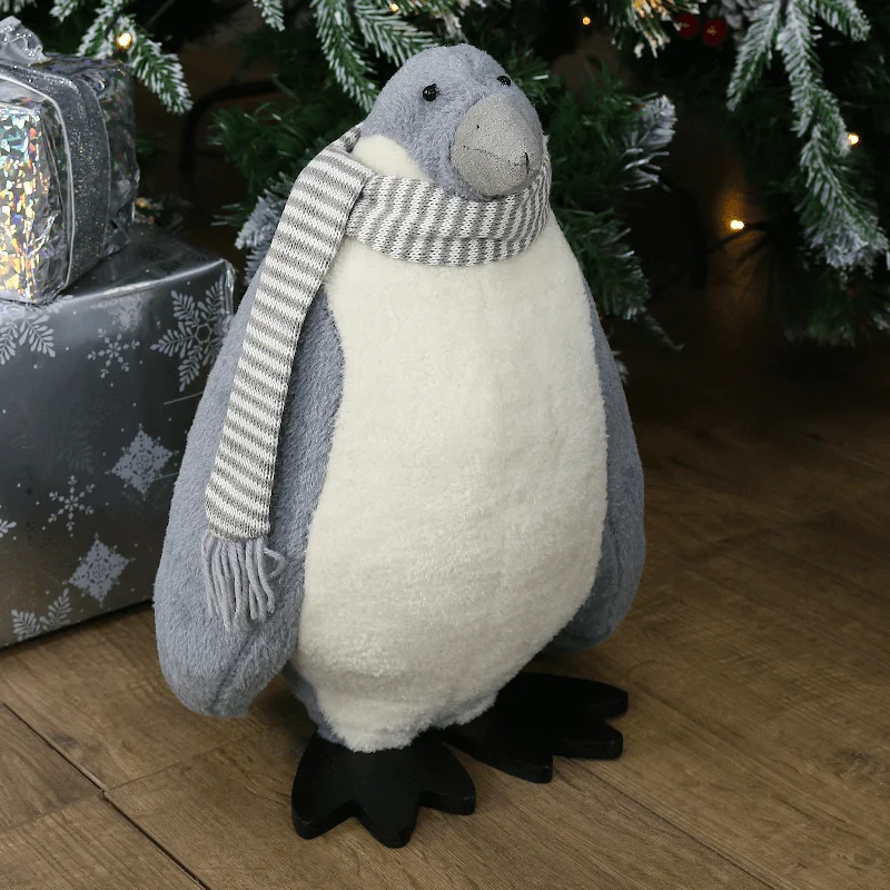 Standing Plush Emperor Penguin Christmas Novelty Decoration 36cm