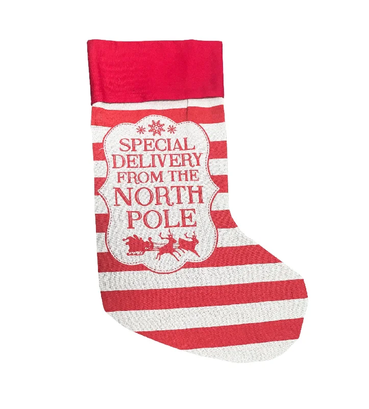 Striped North Pole Christmas Stocking Decoration