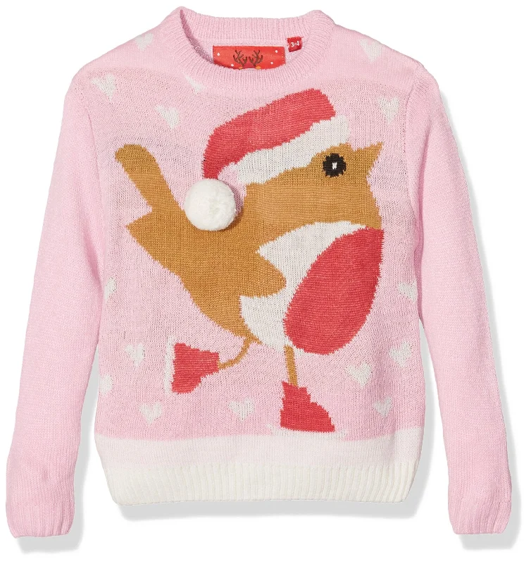 Girl's Robin Long Sleeve Jumper, Pink, 7-8 Years