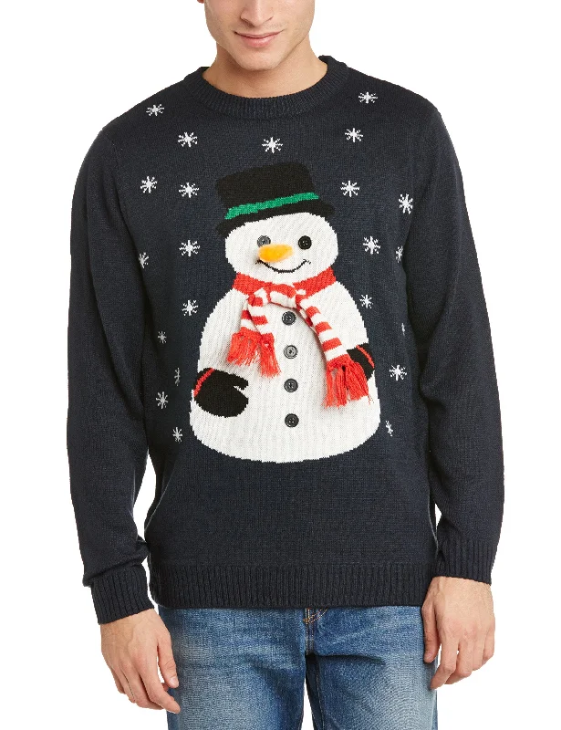 Unisex 3D Snowman Jumper, Blue, Medium