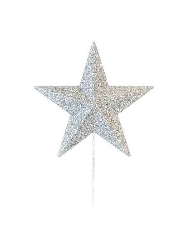 Tree Topper - Star Christmas Tree Topper 30cm Glitter Silver