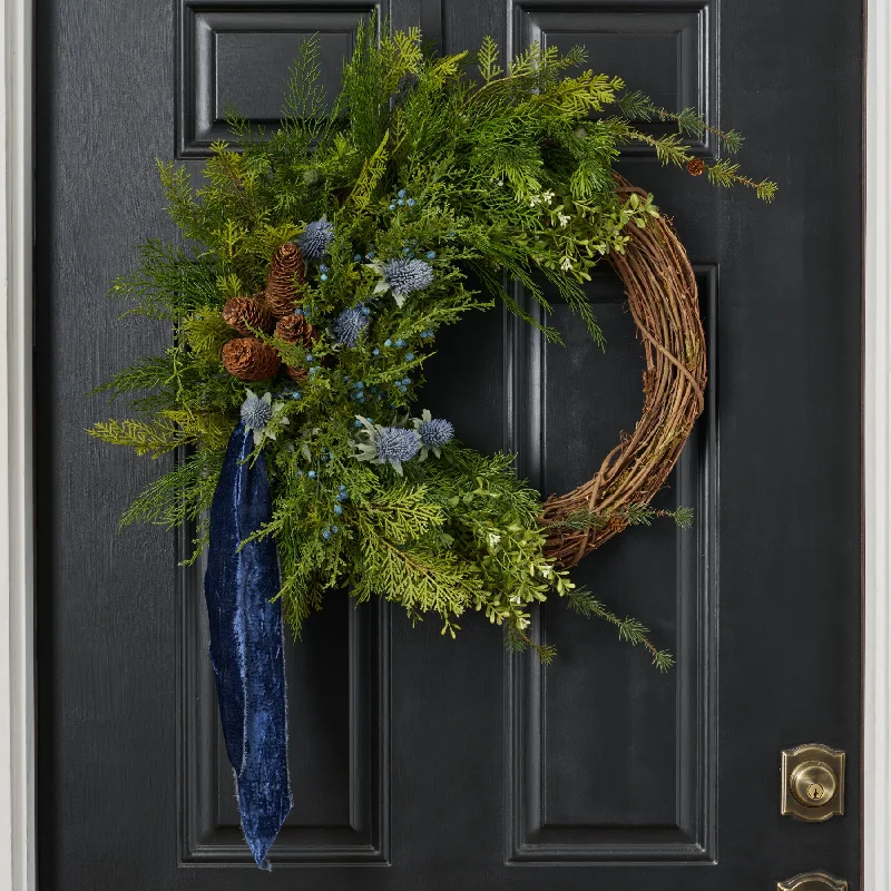 Winter Tidings Christmas Front Door Wreath Holiday Wall Decor