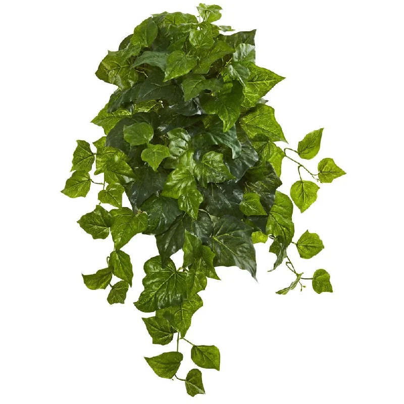 28" Deluxe London Ivy Hanging Bush Artificial Plant (Set of 3) (Real Touch)