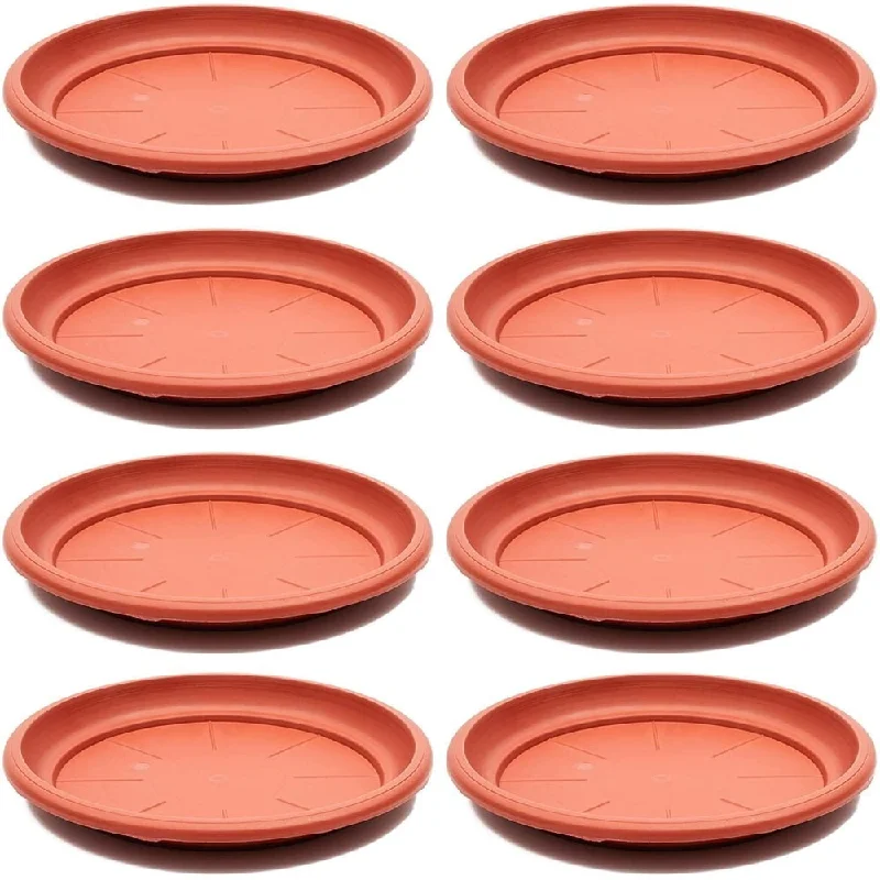 8 Pack 12" Plastic Terra Cotta Round Plant Saucer Drip Trays Garden Pot Base