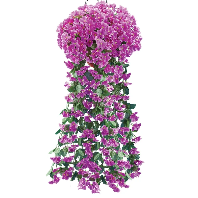 Artificial Floral Hanging Bushes - Set of 2