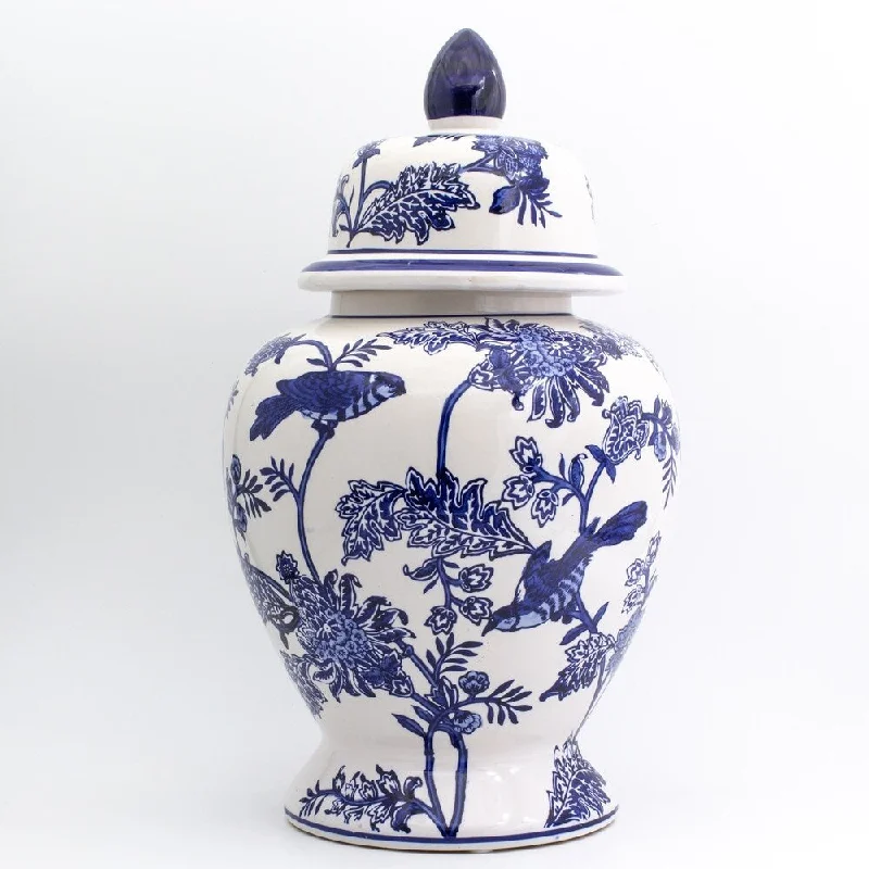 Euro Ceramica Blue Garden Ginger Jar