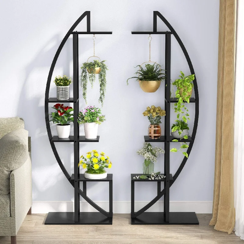 Metal/ MDF 5-tier Curved Plant Stand (Set of 2)