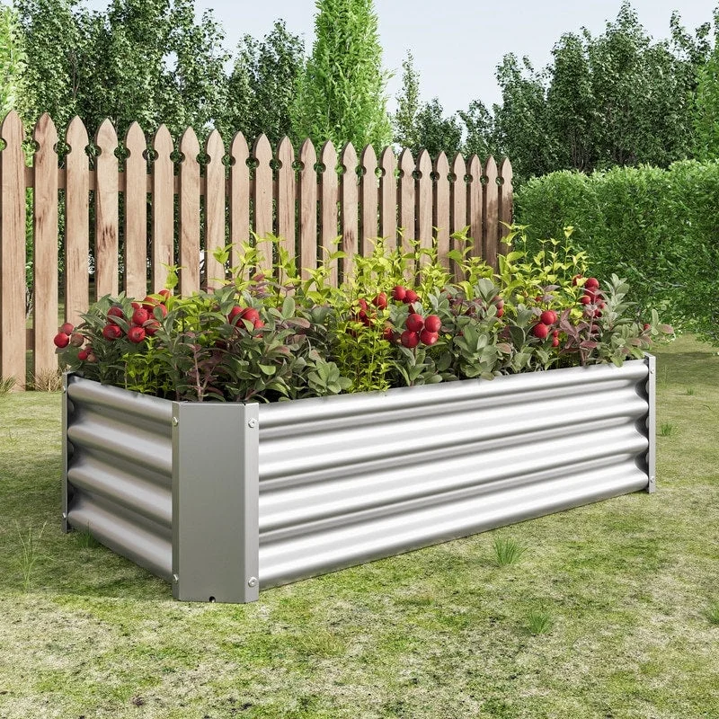 Metal Raised Garden Bed Outdoor Rectangle Planter Box for Gardening