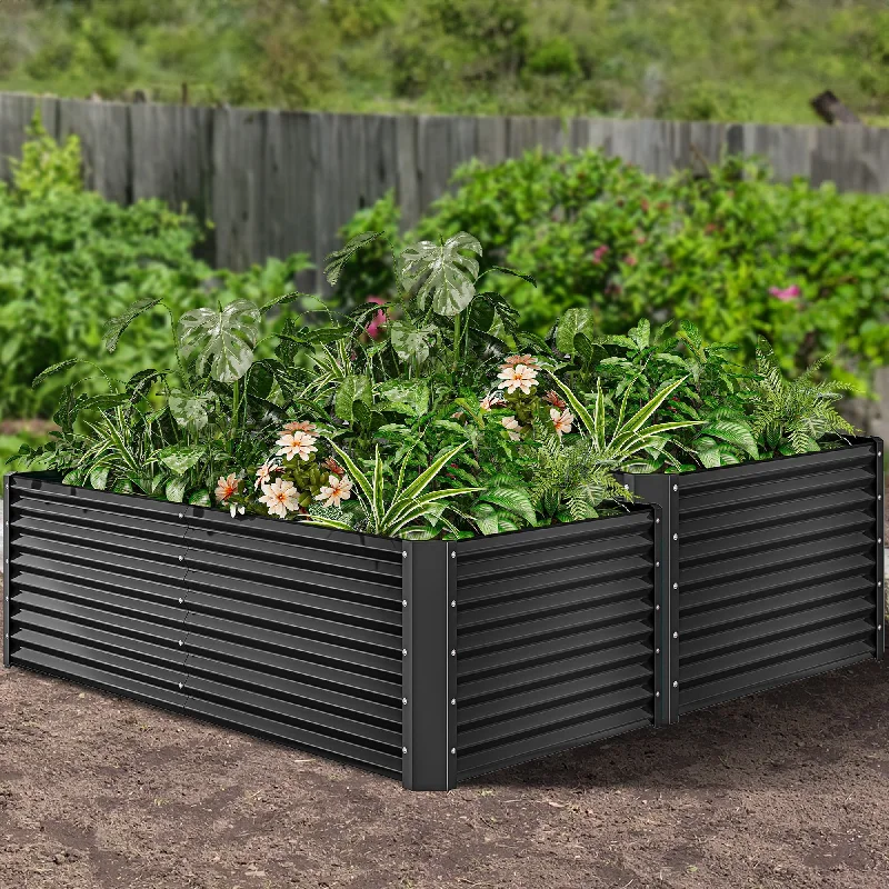 Moasis Outdoor Metal Raised Garden Bed with Gloves