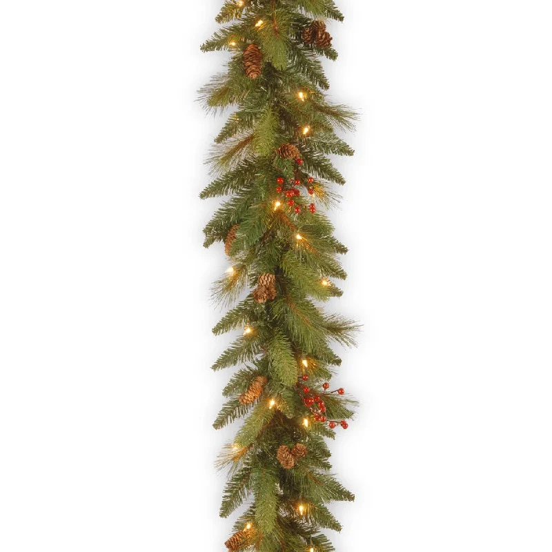 National Tree Company 6 ft. Decorative Collection Long Needle Pine Cone Garland with Clear Lights