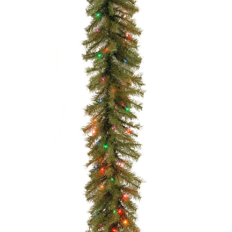 National Tree Company 9' x 10" Norwood Fir Garland with Multi Color LEDs - 9 ft