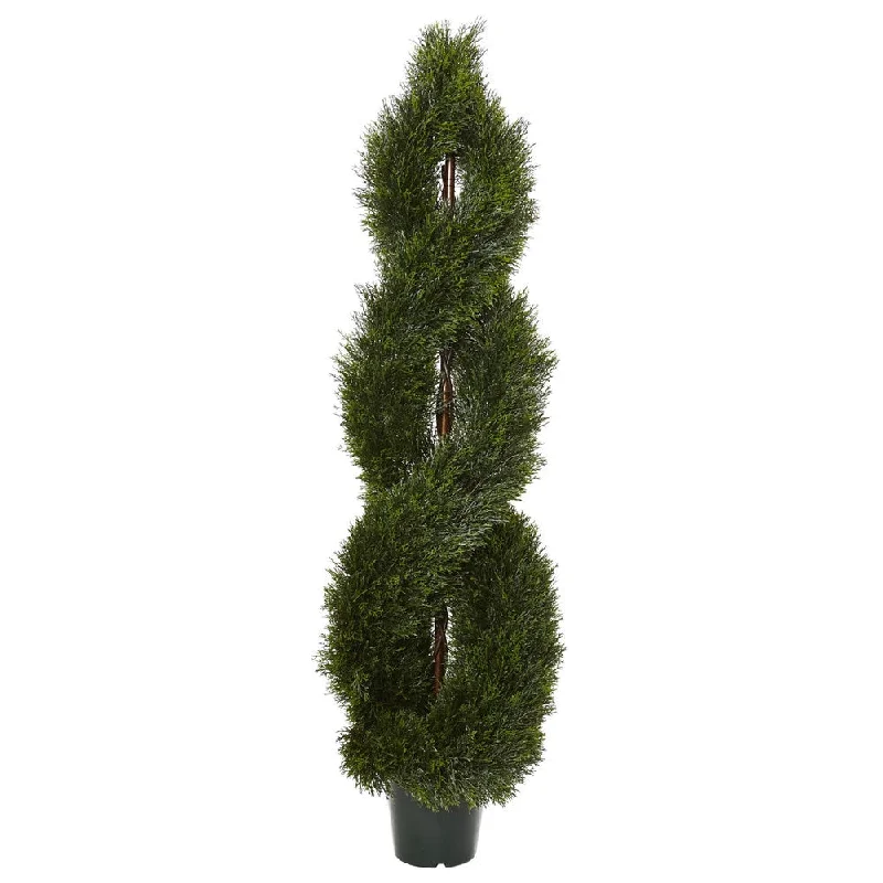 Nearly Natural Green Plastic 5-foot Pond Cypress Spiral Indoor/Outdoor Topiary