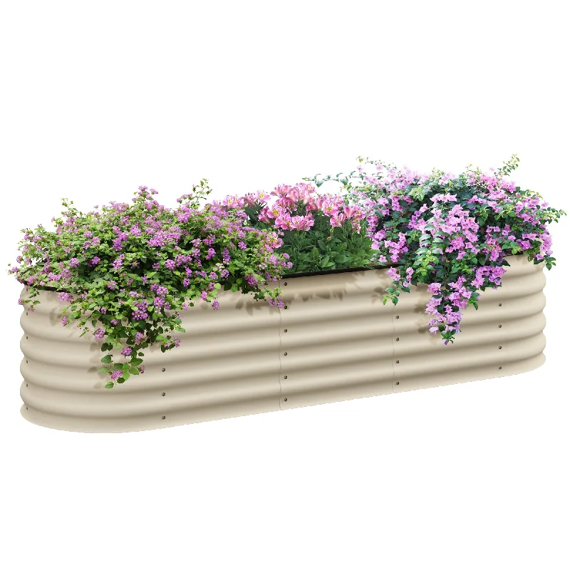 Outsunny 6.4' x 2' x 1.4' Galvanized Raised Garden Bed Kit, Outdoor Metal Elevated Planter Box with Safety Edging