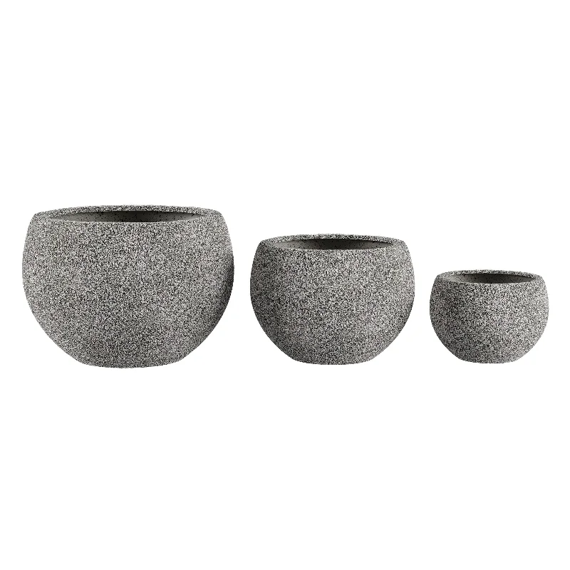 Plant Pots - Lightweight Fiber Clay Flower Pots - 21.2”, 16.2”, and 11.8” Diameter Large Outdoor Planters