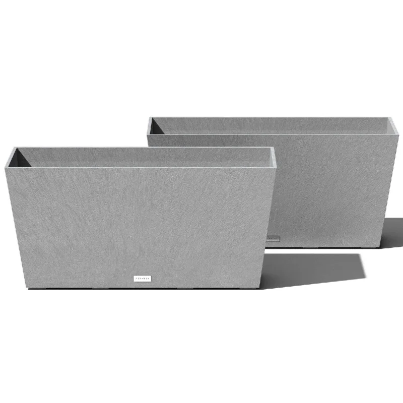 Pure Series Midori Trough Planter - Large Rectangular Planter Durable All-Weather Use with Drainage Holes for Shrubs, Flowers