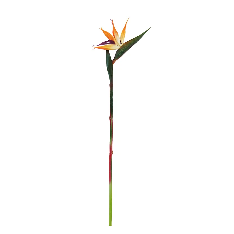 Set of 4 Real Touch Orange Artificial Bird of Paradise Flower Stem Tropical Spray 24in - 24" L x 5.5" W x 2" DP