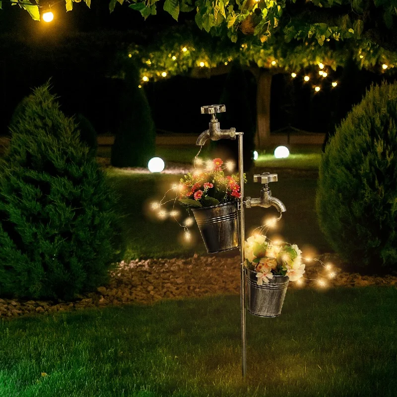 Solar Shower Garden Art Light Decoration LED Fairy Lights with Planter