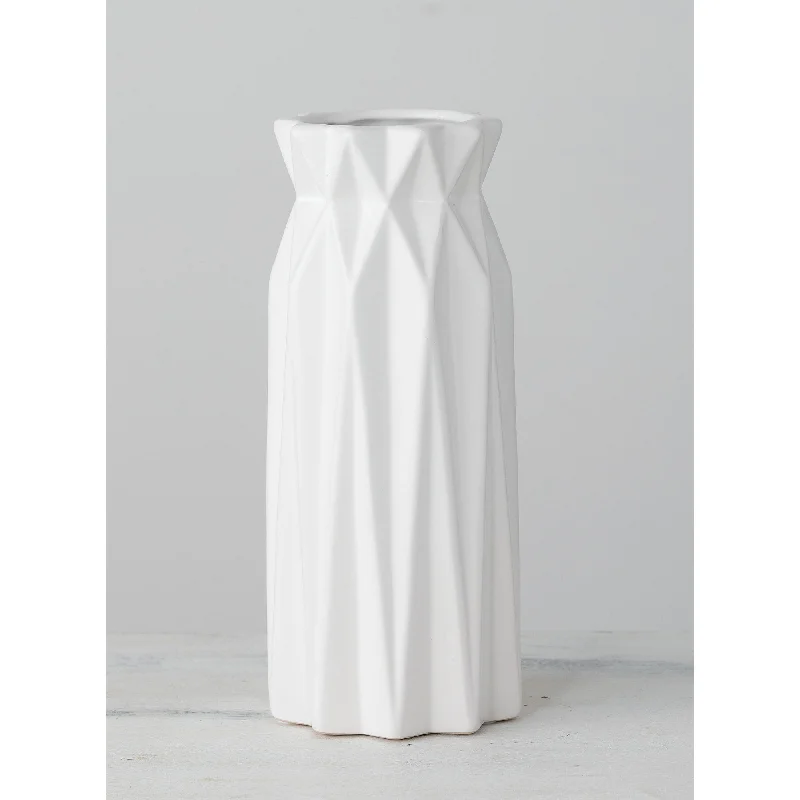 Sullivans Origami Vase 9.25"H White - 4"L x 4"W x 9.25"H