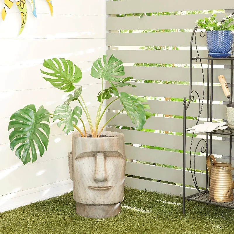 The Novogratz Magnesium Oxide Easter Island Head Planter - 13 x 14 x 18