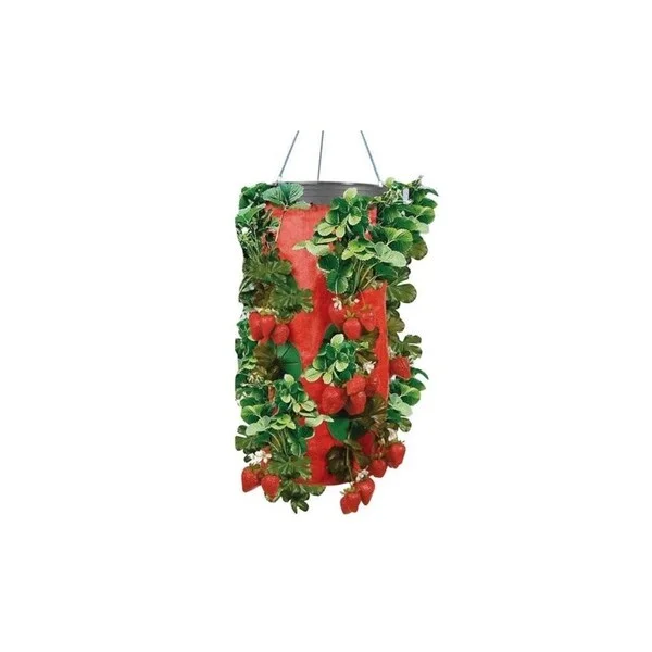 Vertical Strawberry & Herb Gardening Grow Bag Planter - Upside Down Herb Planter