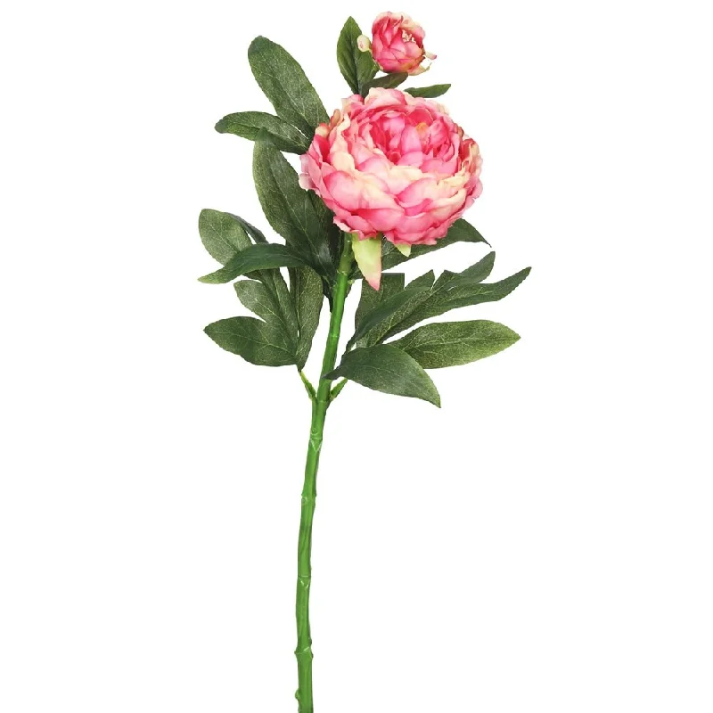 Vickerman 24" Artificial Pink Peony Stem, Set of 3