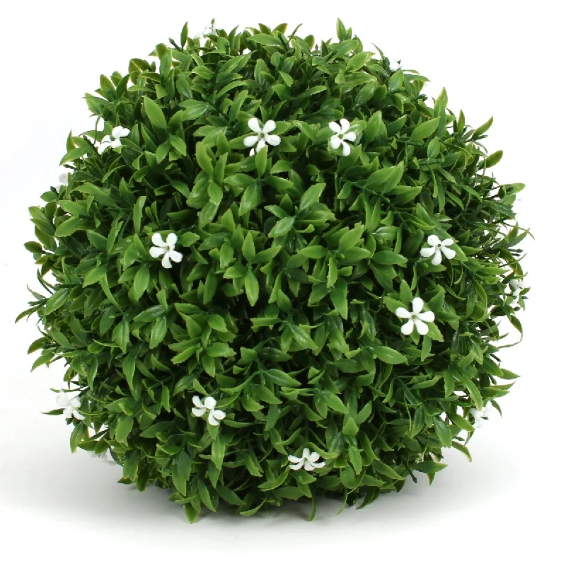 White Flower Grass Topiary Ball