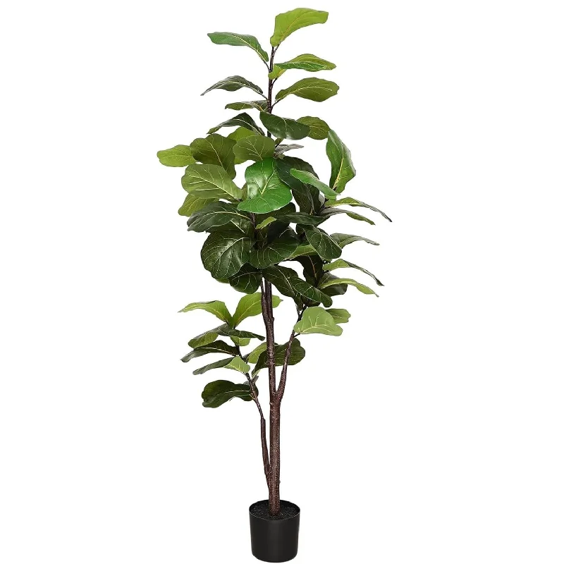 WINSOON Artificial Fiddle Leaf Fig Tree Tall Fake Tree Faux Plants Indoor Ficus Tree